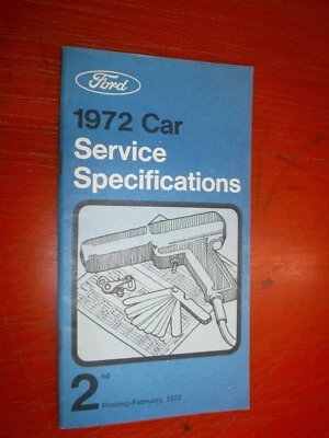 1972 FORD CAR FACTORY SERVICE SPECIFICATIONS MANUAL MUSTANG THUNDERBIRD TORINO — 第 1/3 张图片
