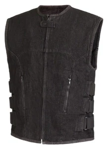 TRUE ELEMENT Herren DENIM SWAT-Stil Weste mit verstellbaren Riemen & verdecktem Tragen - Bild 1 von 2