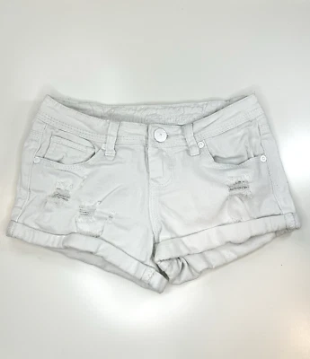 Pantalones Cortos de Jean VANILLA STAR Junior Adolescentes Talla 1 Blanco Desgastado Puños Denim Deshilachado Foto 1 de 4