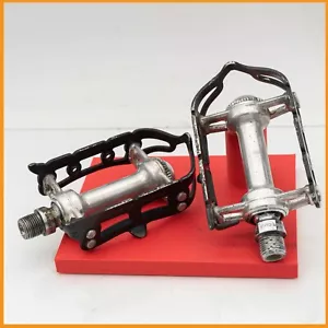 CAMPAGNOLO 1037 SUPERLEGGERI RECORD PEDALS STEEL VINTAGE QUILL OLD ROAD BIKE 80s - Picture 1 of 8