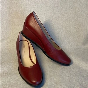 ECCO Women’s Leather Red Wedge Shoes. Size 39. br US-8-8,5 - Picture 1 of 10