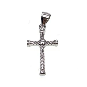 Ciondolo Croce Zirconi Cubici Argento Sterling 925 MH4477-01 EF 1.3G Gioielli - Foto 1 di 3