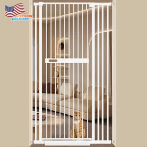 71" Extra Tall Cat Pet Gate Wide Pressure Mounted White Metal for Indoor NEW USA - Picture 1 of 8