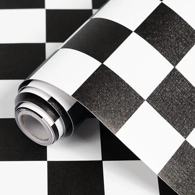 Papel de contacto blanco y negro a cuadros Peel and Stick Wallpaper para cocina - Изображение 1 из 4