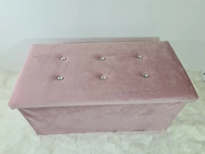 Ottoman Storage Box Foot Stool velvet Folding Seat Toys Holder Chair Pouffe Shoe - Image 1 of 3