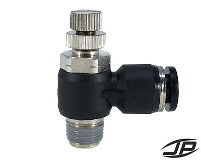 1/4  OD Tube To 1/8 NPT Air Flow Control Valve Pneumatic Push In Fitting 90 • 8.97$