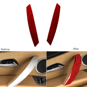 2Pcs For BMW Z4 2003-08 Red Carbon Fiber Inner Door Armrest Handle Panel Cover - Picture 1 of 9