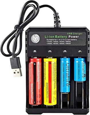 USB Smart Battery Charger 4 Slots 3.7V Li-ion Rechargeable Battery AA AAA Nimh B - Image 1 of 4