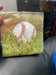 Sports Fanatic Baseball Beverage Napkins 18 Pack Birthday Party Decorations New! - Picture 1 of 2