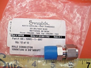 Swagelok SS-10M0-1-6RT Fitting Stecker 10mm Rohr Außendurchmesser x 3/8" SS-10MO-1-6RT - Bild 1 von 6