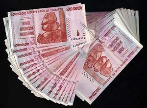 50 x 5 Milliarden Dollar Simbabwe Banknoten AA AB 2008 50 Stück 100% echt + COA - Bild 1 von 3