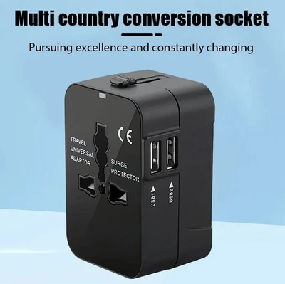 Adaptador de viaje universal 1 pieza enchufe de conversión global con puertos USB dobles - NUEVO Foto 1 de 4