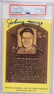 JOHNNY MIZE Signed HOF Postcard PSA/DNA SLABBED ENCAPSULATED GOLD PLAQUE YANKEES - Picture 1 of 10