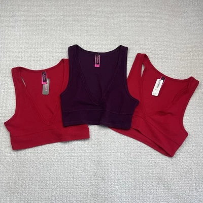 LOT x3 NEW La Senza Waffle Crop Tank Womens Sz M Top Camisole Red / Purple - Image 1 of 4