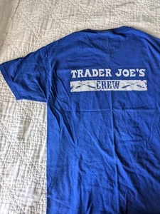Trader Joe's Crew T Shirt Medium Blue Short Sleeve - Picture 1 of 3