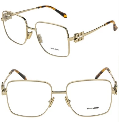 MIU MIU 51X LOGO MU51XV Rectángulo Metal Anteojos Marco Óptico Dorado 54mm Foto 1 de 4