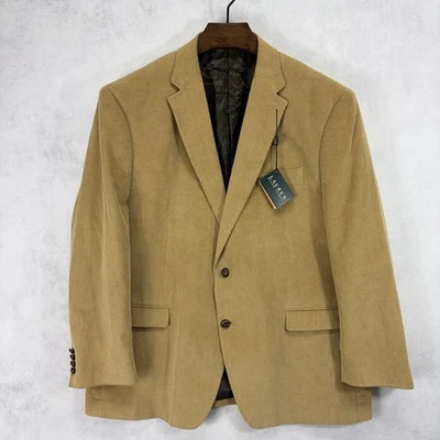 Lauren Ralph Lauren Blazer Mens 48R Corduroy Leather Weave Buttons Sports Jacket - Image 1 of 4