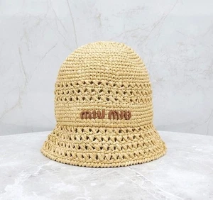 Miu Miu New Logo Raffia Bucket Hat L 5HC287 146774614 - Picture 1 of 9