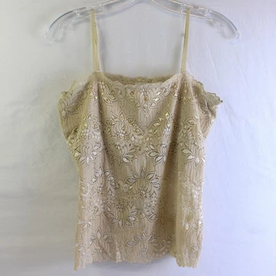 No Boundaries Beaded Beige Spaghetti Strap Tank Top Juniors Size L 11/13 - Image 1 of 4