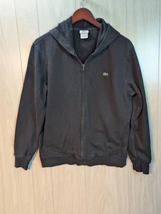 Lacoste Sport Hoodie Sweatshirt Mens Black Size 4 Cotton Full Zip Up - Picture 1 of 7