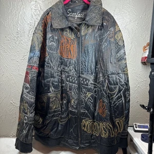 Chaqueta de cuero vintage SCARFACE bordada para hombre talla 5XL *tiene desgaste** - Imagen 1 de 9