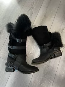 AllSaints Women's Black Fur Lined Desert Boots Size 40 Pre-Owned - Picture 1 of 1