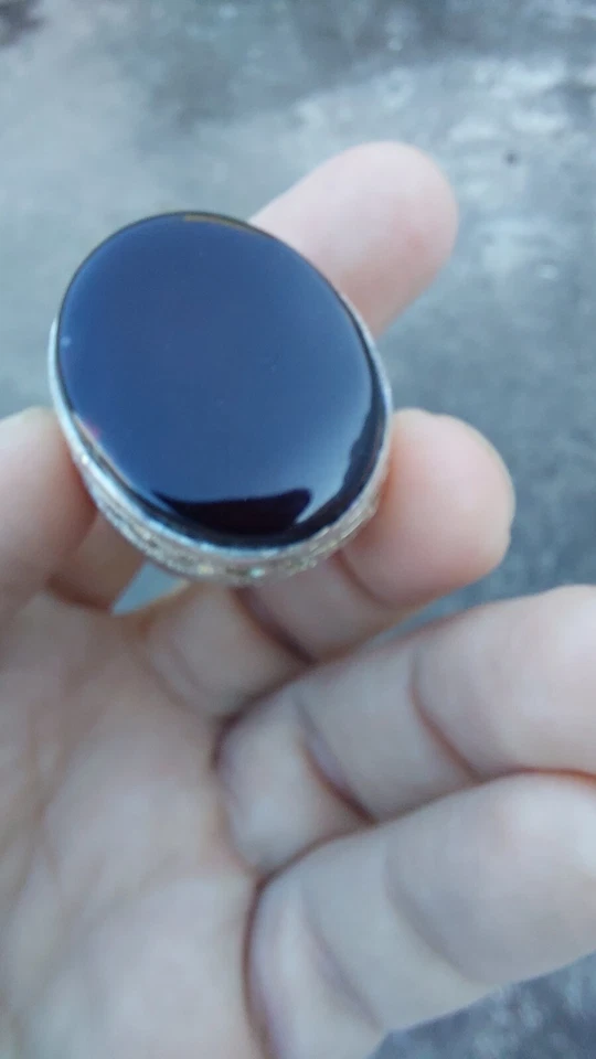 GRAN Anillo Yemení Aqeeq Hígado Ágata Plata Kabadi Akik Hecho a Mano Sufí Hombres Anillo Foto 1 de 2