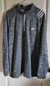 Adidas Golf Pullover Grey 1/4 Zip Mock Neck Terry Cloth Sweatshirt Men's Size XL - Picture 1 of 9