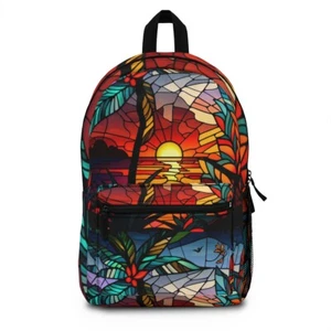 Rucksack Büchertasche Schultasche Hawaii Tropical Surf Strand Floral Aloha Ocean Wave - Bild 1 von 5