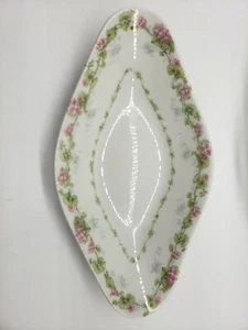 Limoges Relish Dish WM Guerin & Co with Small Pink Flowers 9.5” T1 - Picture 1 of 4