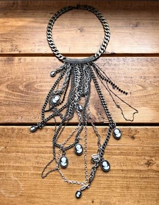 AllSaints Ladies Multi Chain Choker Necklace with Cameo Charms - Picture 1 of 11