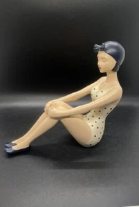 1920’s Retro Bathing Beauty Shelf Sitter Figurine Polka Dot Suit - Picture 1 of 8
