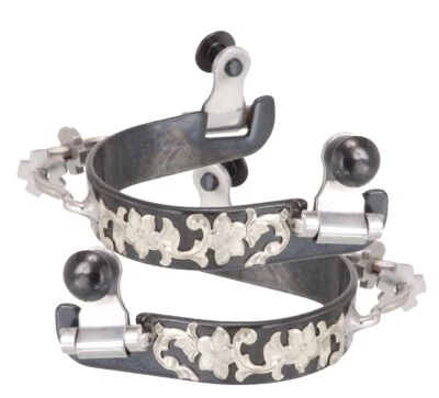 Western Bumper Spurs - Black Steel and Silver overlay - Rowels - Image 1 of 2