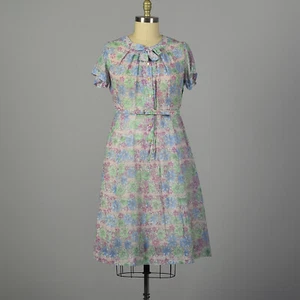 XXL 1950s Day Dress Semi-Sheer Lightweight Floral Summer Short Sleeve Casual VTG - Picture 1 of 12