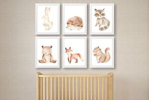 Woodlan Animals Nursery Decor, Forest Nursery Prints, Nursery Set, Baby Wall Art
