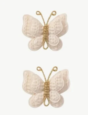 Girls Adorable Ivory  & Gold Butterfly Knit  Hair Clip Set - Image 1 of 4