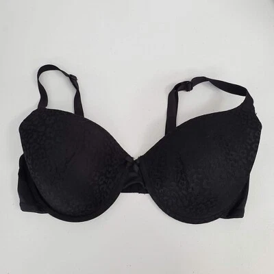 Sujetador de mujer Ellen Tracy 36D negro con aros encaje estampado de guepardo acolchado ajustable Foto 1 de 4