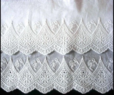 2 Pillowcases New Embroidered Lace Cotton Sateen Standard Queen King White M6# - Image 1 of 4
