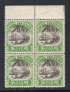 M17401 Niue 1932 SG55 - 1/2d black & emerald in a top marginal block of 4. - Picture 1 of 1