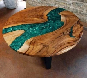 18" Green Epoxy River Table Top Resin Wooden Furniture Dining Room Interior Deco - Picture 1 of 8
