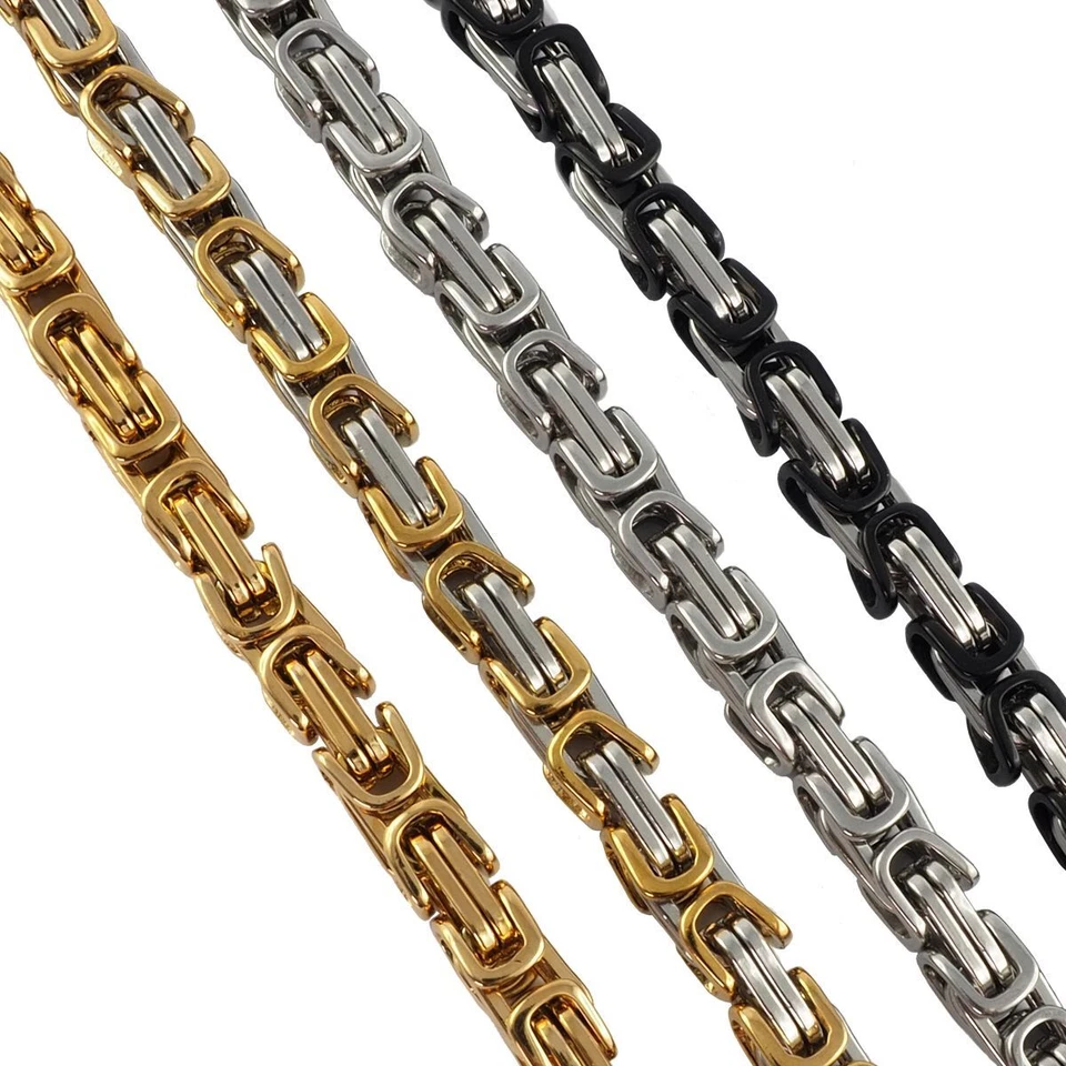 Reale Catena Serbatoio Argento Oro Bracciale Collana Uomo Acciaio Inox Massiccio - Immagine 1 di 1