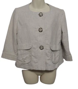 NWT Van Heusen Studio Womens Natural Flax Linen Blend Blazer Jacket Size Small - Picture 1 of 7