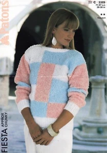 ~ Patons Strickmuster für Damen schöner Colour Block Pullover ~ 28" ~ 38" ~ - Bild 1 von 1