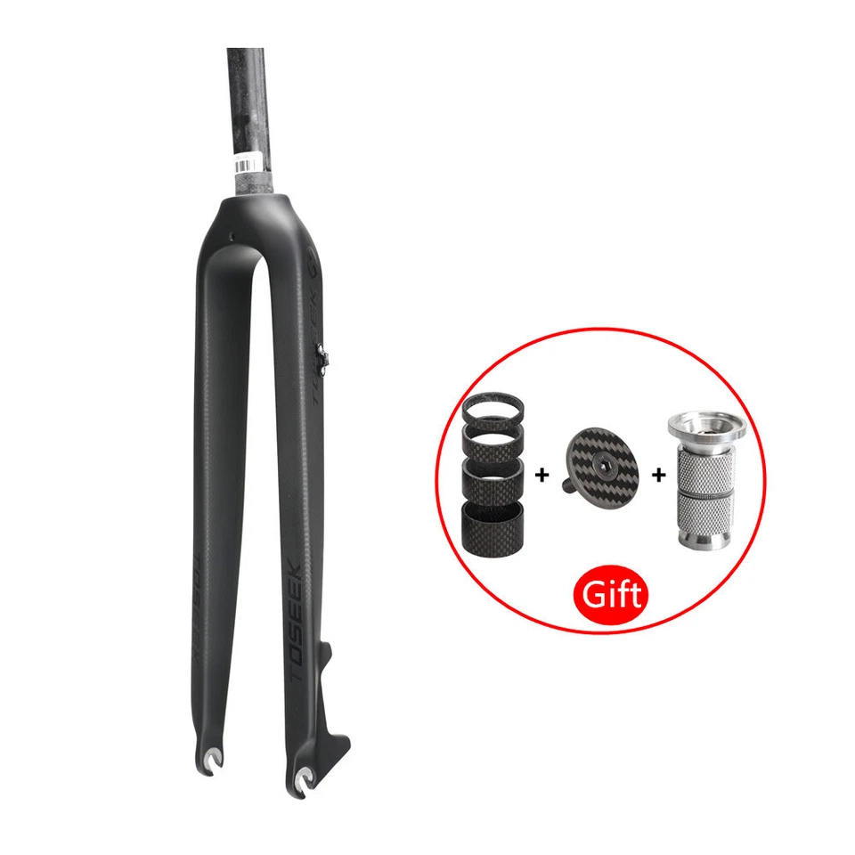 TOSEEK Carbon Bike Fork Rigid Disc Brake MTB Bike Fork 26/27.5/29 in with Spacer - Image 1 of 4