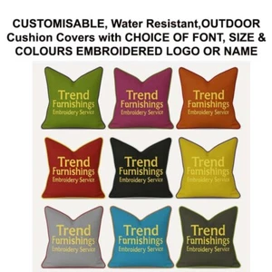Fundas de cojín personalizadas para exteriores - Elección del tamaño de color tubería bordado fuente - Imagen 1 de 53
