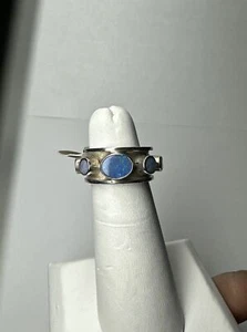 5 funkelnde blaue Australien Opale in Sterlingsilber 925 breiter Bandring Größe 5,5 - Bild 1 von 7
