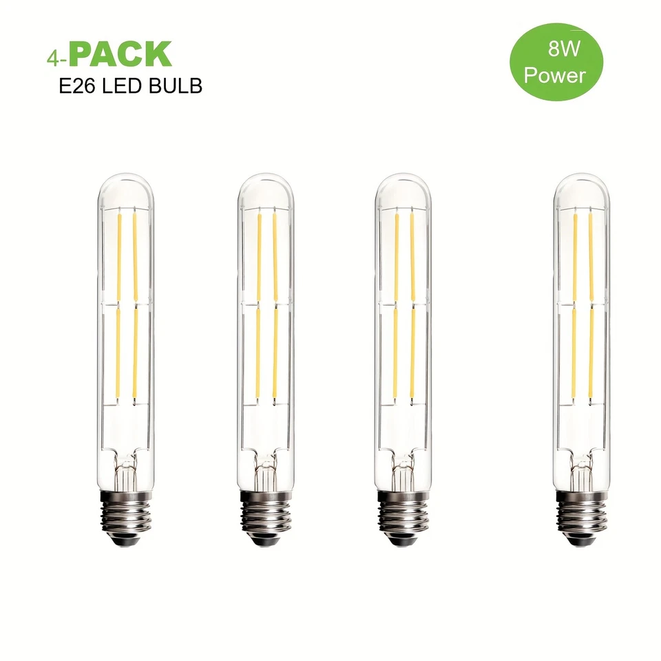 Dimmable E26 LED Bulbs 8W 6W T30 T10 Tubular Antique Lights Clear Glass 2700K - Image 1 of 4