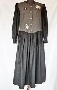 DRESS VINTAGE TYROL OKTOBERFEST DIRNDL TRACHTEN SOLID GRAY WOOL BLEND :US16/EU44 - Picture 1 of 5