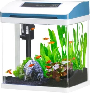 Small Fish Tank 2 Gallon Glass Aquarium Starter Kits Self Cleaning w/LED Light - Picture 1 of 7