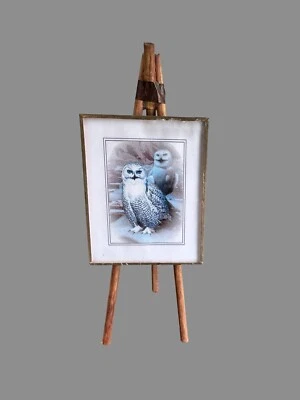 "Imagen miniatura de búho enmarcada en caballete miniatura 4-1/2"" de alto" Foto 1 de 2